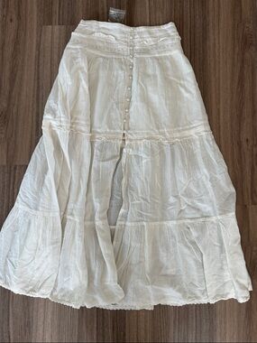 Aerie Bohemian White Tiered Cotton Skirt